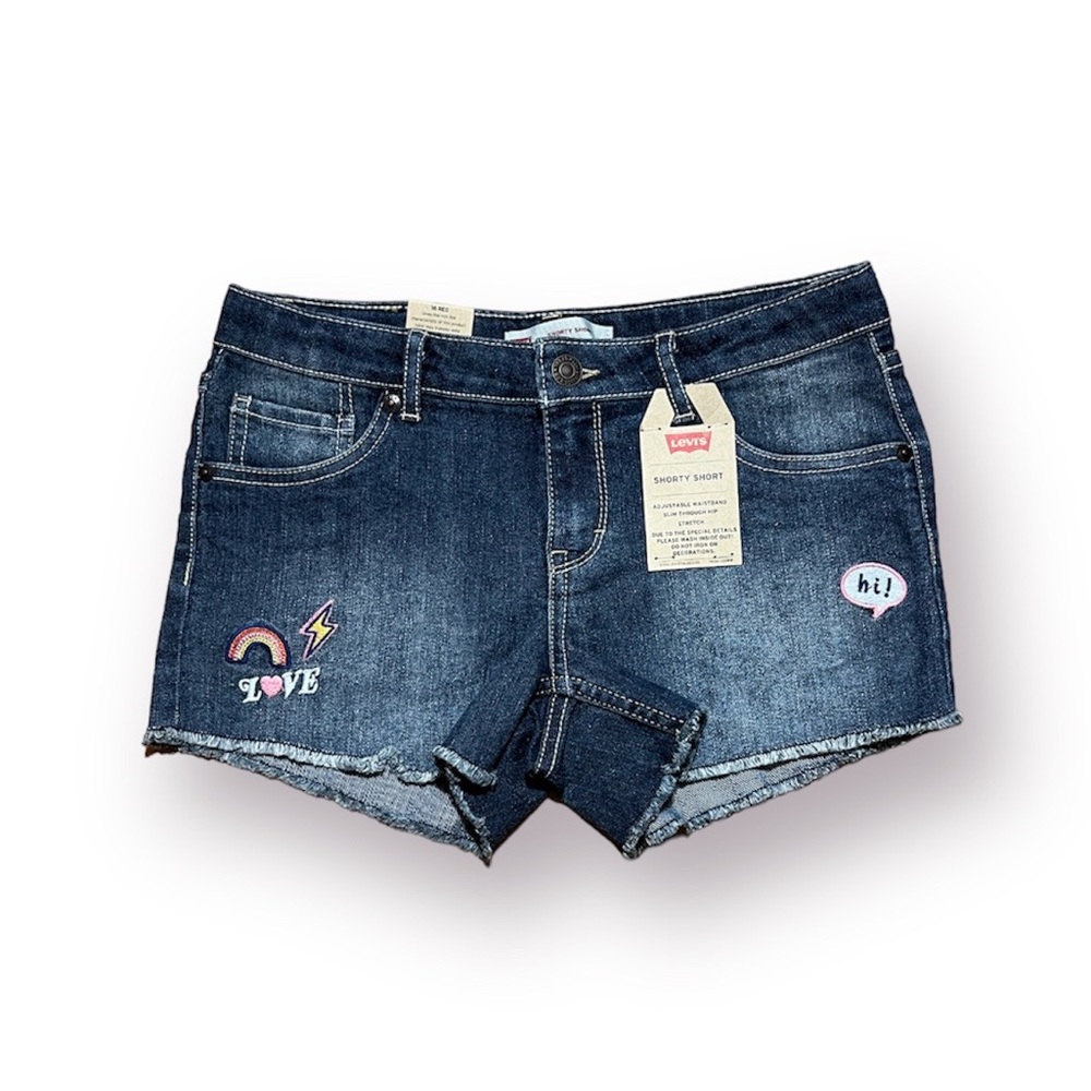 NWT Levi’s Shorty Shorts Raw Hem Embroidered Detail Size 16R Juniors
